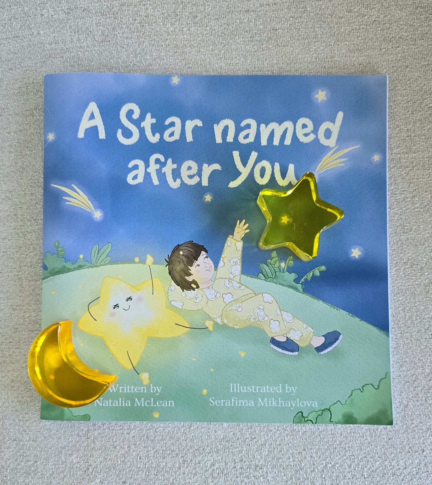 "A Star Named After You" Gift Set: Children's Book in Paperback + Handmade Felt Star Toy