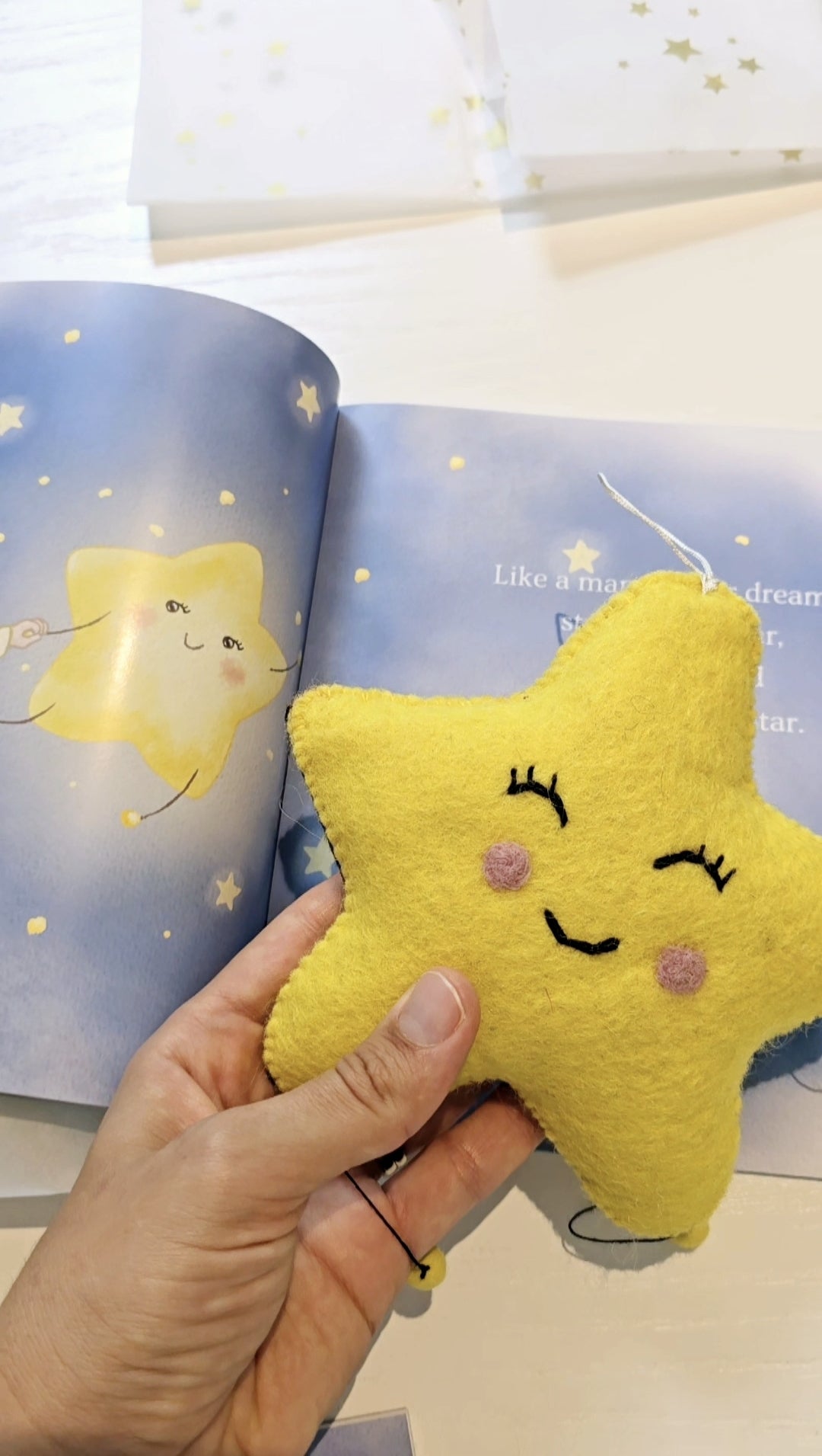 "A Star Named After You" Gift Set: Children's Book in Paperback + Handmade Felt Star Toy
